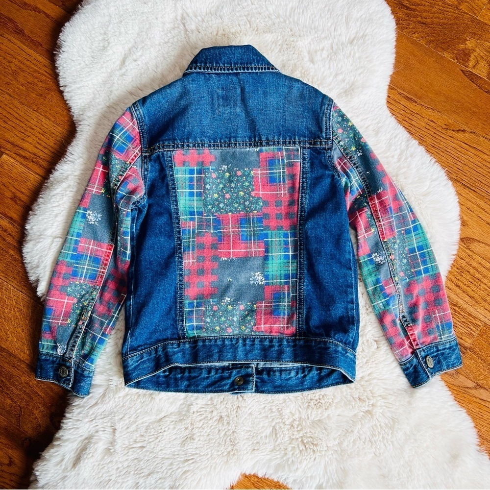 Gap Kids Plaid Floral Jean Jacket Girl Gap for Good - Picture 2 of 5